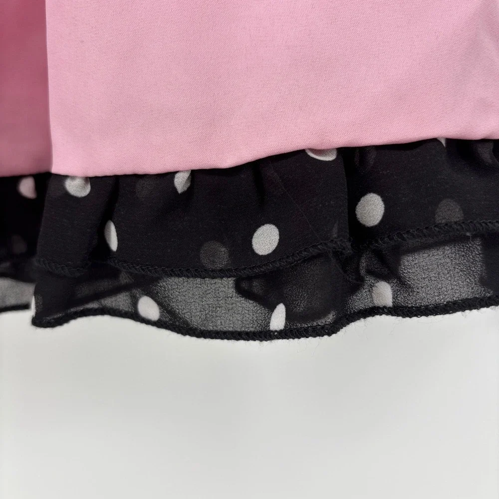 Kids Pink 1950s Poodle Dress Retro Sock Hop Costume Polka Dot Belted Size Large
